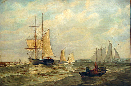 A Marine painting of sailboats.