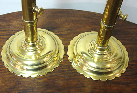 SOLD  A Pair of Petal-base Brass Push-up Candlesticks