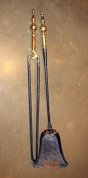 SOLD  Pair of Steeple-top Fireplace Tools