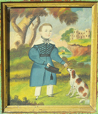 Paintings<br>Archives<br>SOLD  Watercolor of a Boy and his Dog