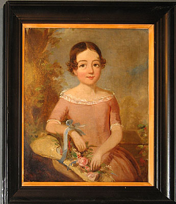 SOLD  English Girl with Basket of Flowers
