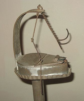 Metalware<br>Archives<br>SOLD  Tin Betty Lamp Stand