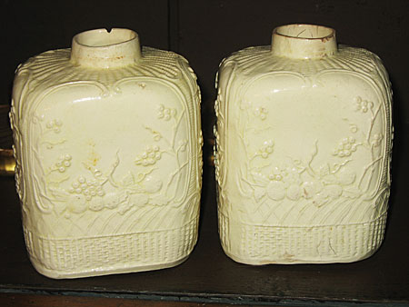 Ceramics<br>Ceramics Archives<br>SOLD  A pair of creamware tea canisters