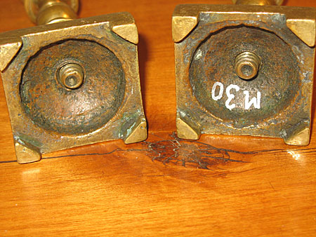 Metalware<br>Archives<br>Pair of 18th century brass tapersticks.