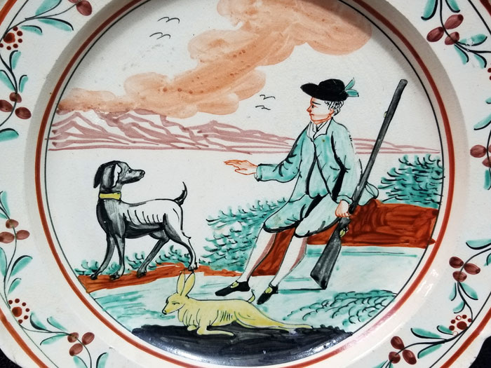 Ceramics<br>Ceramics Archives<br>Creamware plate with Hunter