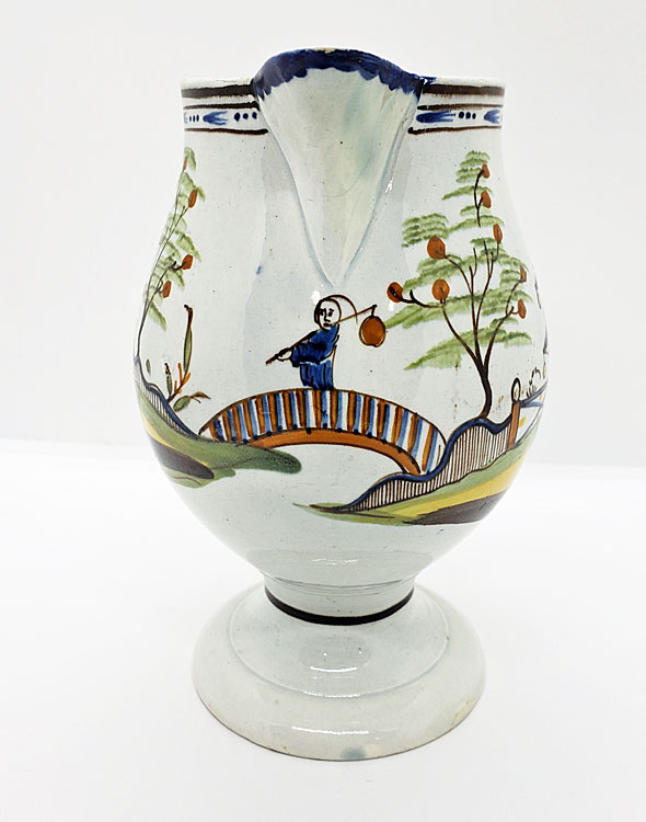 Ceramics<br>19th Century<br>Pearlware Chinoiserie Footed Pitcher