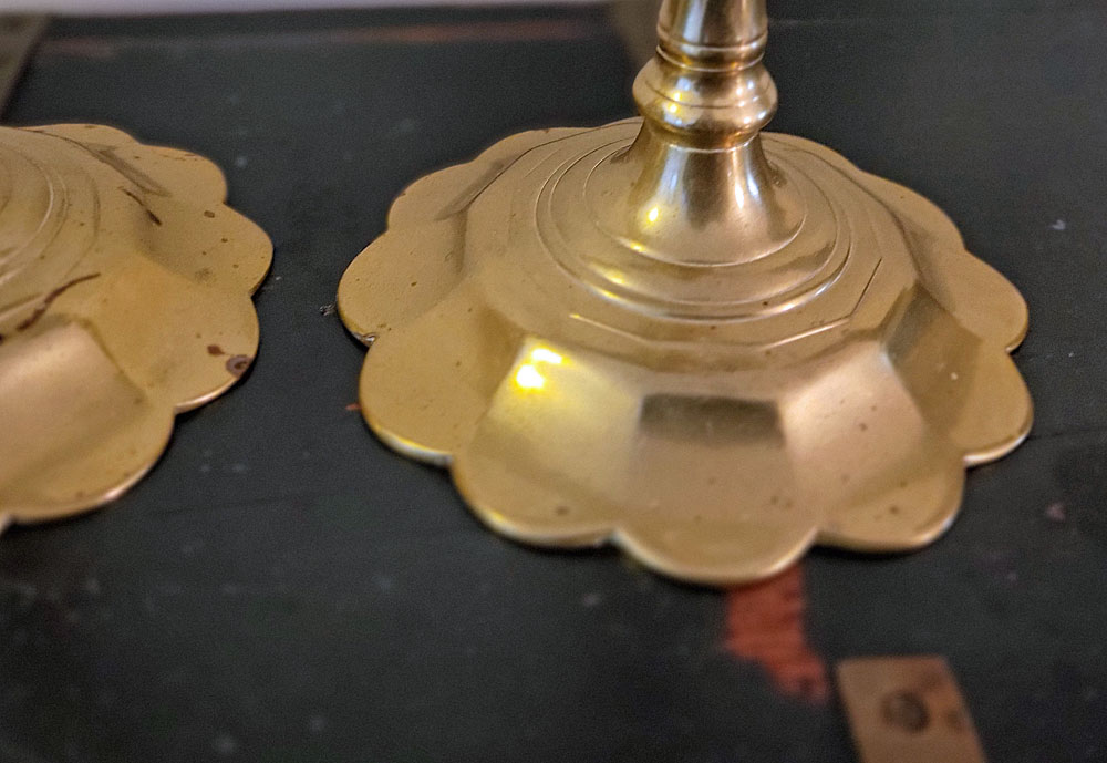 Just In<br>Pair of Queen Anne Petal Base Candlesticks