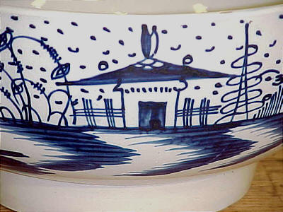 SOLD   Chinese House Decorated Pearlware Bowl