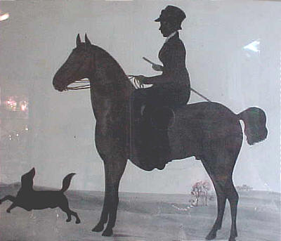 SOLD   Silhouette of Woman, horse and dog