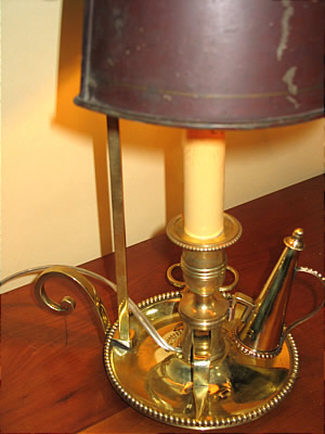 Metalware<br>Archives<br>French Brass and Tole Bouillotte Lamp