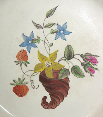 SOLD   Creamware Plate with Enamel Decoration