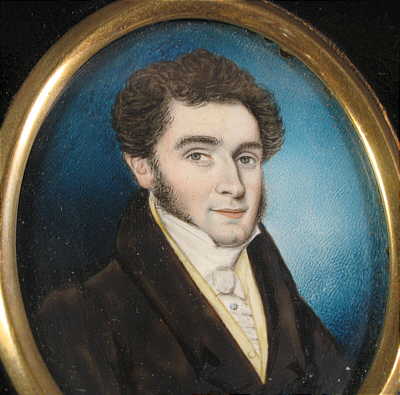 Paintings<br>Archives<br>Portrait Miniature on Ivory of a  Handsome Gentleman