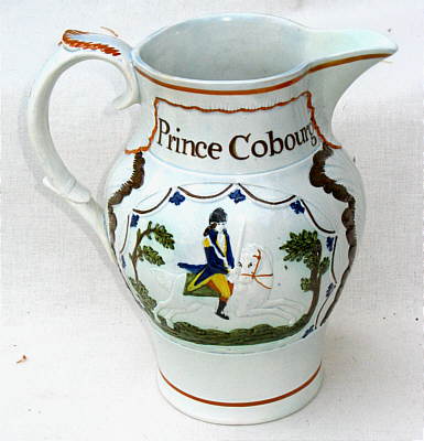 SOLD   Duke of York and Prince Coburg Prattware Jug