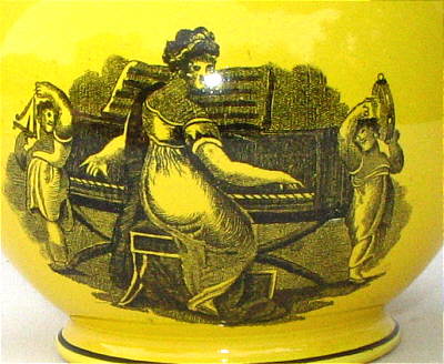 Accessories<br>Archives<br>SOLD   Canary Teapot with Adam Buck Style Transfer