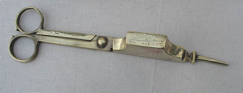 A Rare Snuffer Tray with Snuffer (or wick cutter)