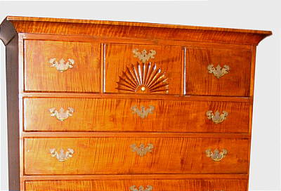 Furniture<br>Furniture Archives<br>SOLD  Tiger Maple Chest on Frame