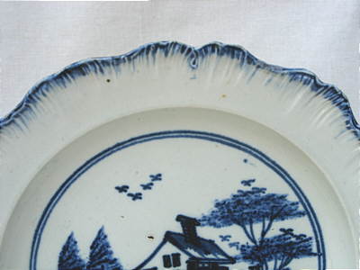 SOLD  Pearlware Plate with Chinese House Decoration