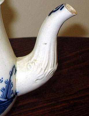 Ceramics<br>18th Century<br>A diminutive Pearlware Blue and White coffeepot