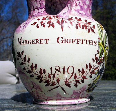 SOLD  Margeret Griffiths 1819 Sunderland Jug