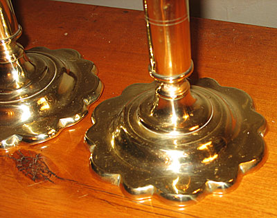 SOLD  Unusual Pair of Queen Anne Candlesticks