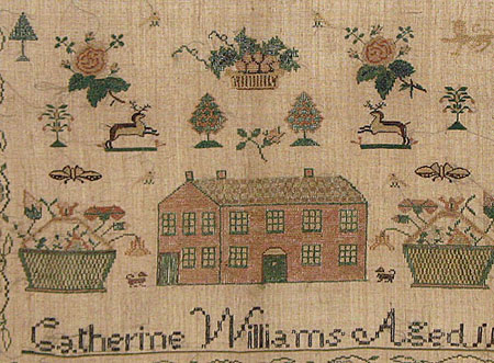 SOLD  A Needlework Sampler by Catherine Williams, Age 11