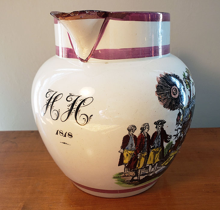 Ceramics<br>19th Century<br>Sunderland Lustre Masonic Jug