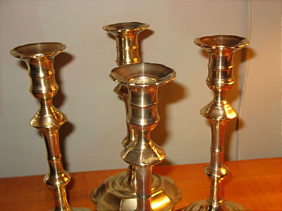 Rare Set of Four Queen Anne Petal-Base Candlesticks