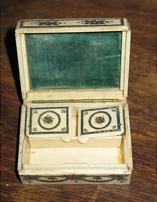 SOLD   LOVELY FRENCH IVORY AND MOTHER-OF-PEARL BOX