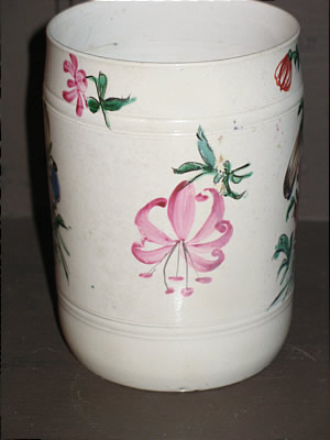 Accessories<br>Archives<br>SOLD   SALTGLAZE MUG WITH FLORAL ENAMEL DECORATION