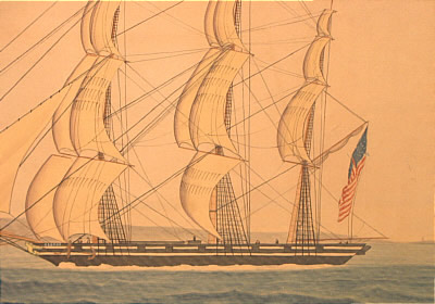 Paintings<br>Archives<br>Watercolor of an American ship