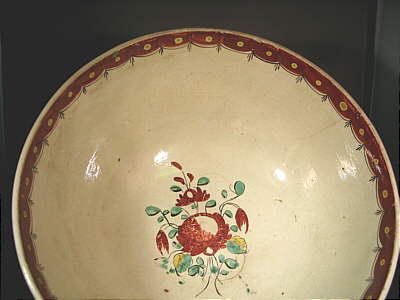 SOLD   Creamware Bowl with Enamelled Roses