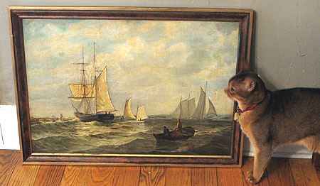 A Marine painting of sailboats.