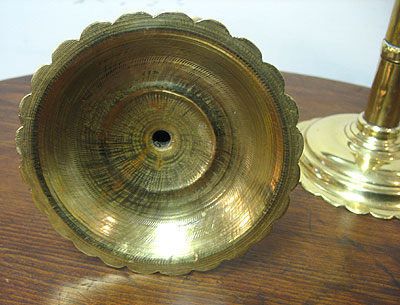 SOLD  A Pair of Petal-base Brass Push-up Candlesticks