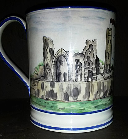 SOLD  Creamware mug with great decoration.