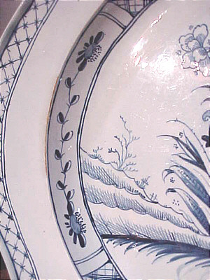 SOLD   Blue and White Platter with Unusual Decoration