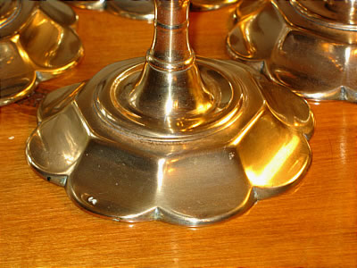 Metalware<br>Archives<br>Rare Set of Four Queen Anne Petal-Base Candlesticks