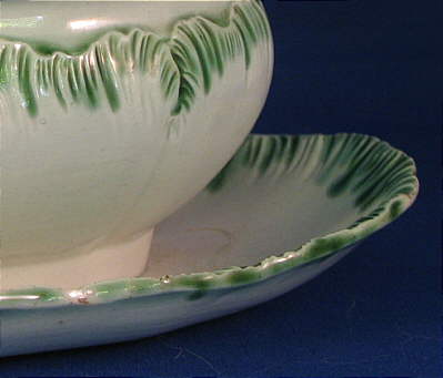 SOLD   GREEN SHELL EDGE SAUCE TUREEN