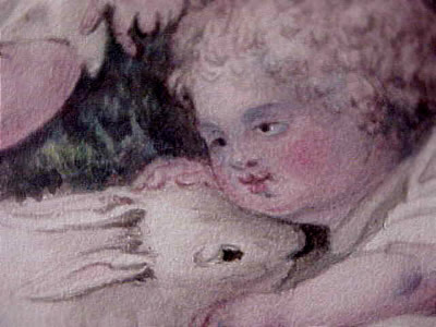 Paintings<br>Archives<br>Watercolor of Three Children, a Dog, and a Rabbit