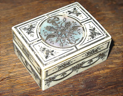 Accessories<br>Accessories Archives<br>SOLD   LOVELY FRENCH IVORY AND MOTHER-OF-PEARL BOX