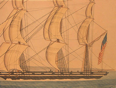 Paintings<br>Archives<br>Watercolor of an American ship