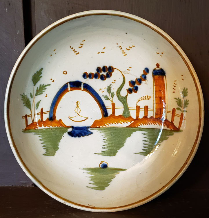 Ceramics<br>19th Century<br>Polychrome Pearlware tea bowl and saucer