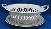 SOLD  Blue and White Pearlware Basket and Stand