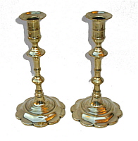 A Pair of Queen Anne Brass Candlesticks