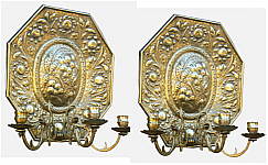 A Pair of 18th Century English Brass Sconces