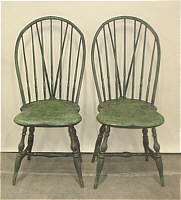 SOLD  Pair of Rhode Island Braced Back Windsor Side Chairs