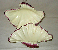 SOLD   Pair of Creamware Shell-edged Shell Dishes