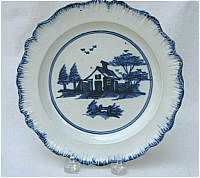 SOLD  Pearlware Plate with Chinese House Decoration