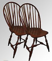 SOLD  A Matched Pair of c. 1790 Bowback  Windsor Side Chairs.