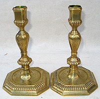 SOLD  A Great Pair of Huguenot Candlesticks