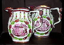 SOLD  A Rare Pair of Pink Lustre Jugs